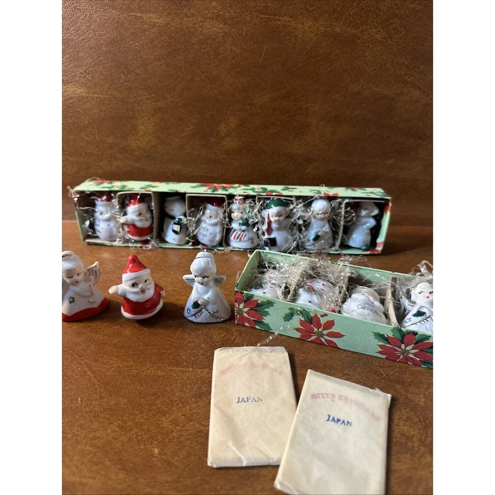 Vintage Set 21 Commodore Japan Ceramic Christmas Card Place Settings + 13cards
